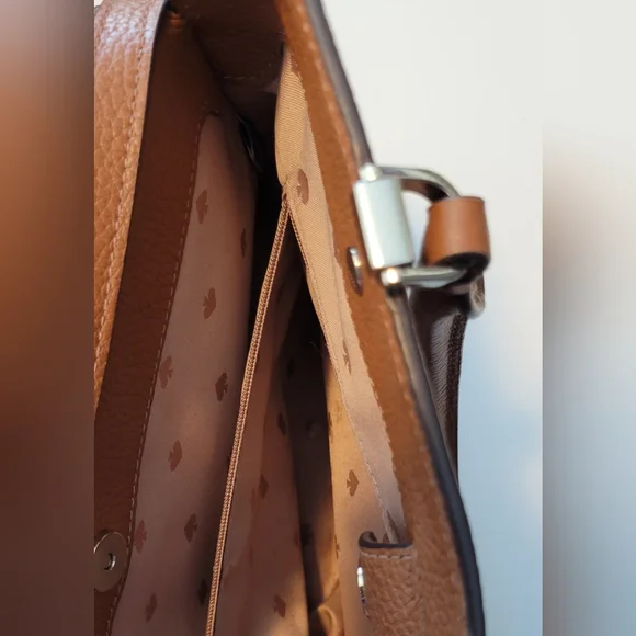 KATE SPADE Leila Brown Leather Satchel Triple Compartment 11" X 8" X 5" - Picture 2 of 15